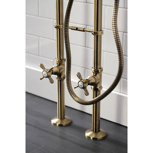 Essex CCK246K3 Three-Handle 2-Hole Freestanding Clawfoot Tub Faucet Package with Supply Line and Stop Valve, Antique Brass