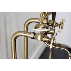 Essex CCK246K3 Three-Handle 2-Hole Freestanding Clawfoot Tub Faucet Package with Supply Line and Stop Valve, Antique Brass
