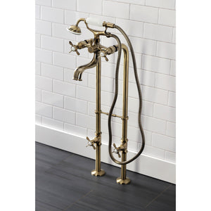 Essex CCK246K3 Three-Handle 2-Hole Freestanding Clawfoot Tub Faucet Package with Supply Line and Stop Valve, Antique Brass
