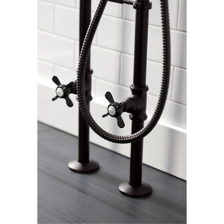 Essex CCK246K5 Three-Handle 2-Hole Freestanding Clawfoot Tub Faucet Package with Supply Line and Stop Valve, Oil Rubbed Bronze