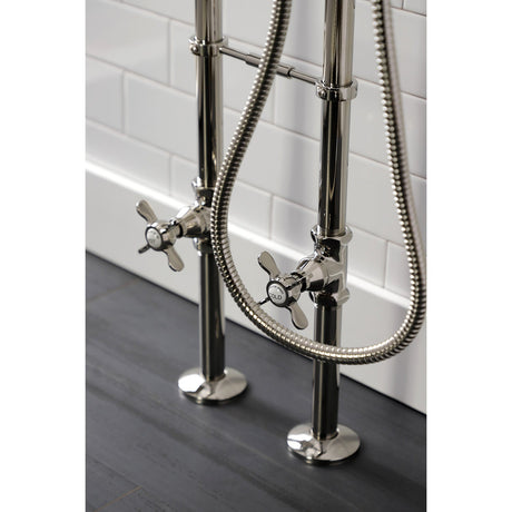 Essex CCK246K6 Three-Handle 2-Hole Freestanding Clawfoot Tub Faucet Package with Supply Line and Stop Valve, Polished Nickel