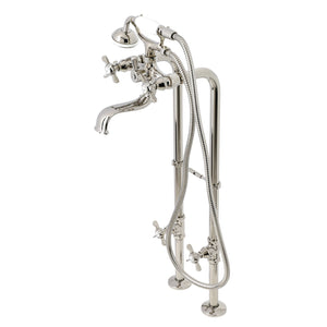 Essex CCK246K6 Three-Handle 2-Hole Freestanding Clawfoot Tub Faucet Package with Supply Line and Stop Valve, Polished Nickel