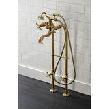 Essex CCK246K7 Three-Handle 2-Hole Freestanding Clawfoot Tub Faucet Package with Supply Line and Stop Valve, Brushed Brass