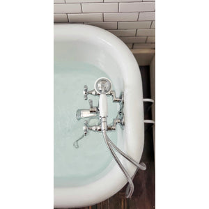 Vintage CCK265C Two-Handle 2-Hole Tub Wall Mount Clawfoot Tub Faucet Package with Supply Line and Hand Shower, Polished Chrome