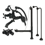Vintage CCK265MB Two-Handle 2-Hole Tub Wall Mount Clawfoot Tub Faucet Package with Supply Line and Hand Shower, Matte Black