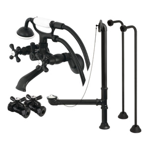 Vintage CCK265MB Two-Handle 2-Hole Tub Wall Mount Clawfoot Tub Faucet Package with Supply Line and Hand Shower, Matte Black