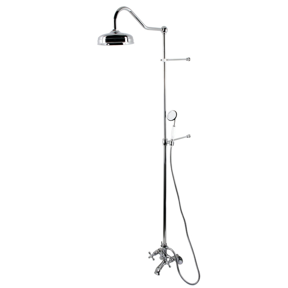 Vintage CCK2661 Two-Handle 2-Hole Wall Mount Clawfoot Tub Faucet Package with Shower Combo and Hand Shower, Polished Chrome