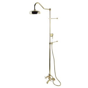 Vintage CCK2662 Two-Handle 2-Hole Wall Mount Clawfoot Tub Faucet Package with Shower Combo and Hand Shower, Polished Brass