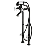 Kingston CCK266PXK0 Three-Handle 2-Hole Freestanding Clawfoot Tub Faucet Package with Supply Line and Stop Valve, Matte Black