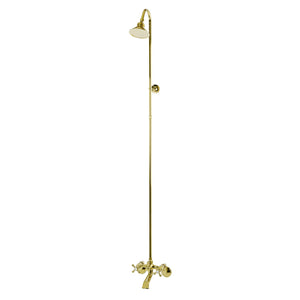 Vintage CCK2672 Two-Handle 2-Hole Wall Mount Clawfoot Tub Faucet Package with Shower Combo, Polished Brass