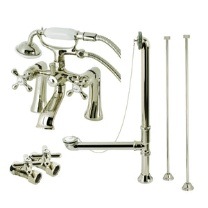 Vintage CCK268PN Two-Handle 2-Hole Deck Mount Clawfoot Tub Faucet Package with Hand Shower, Polished Nickel