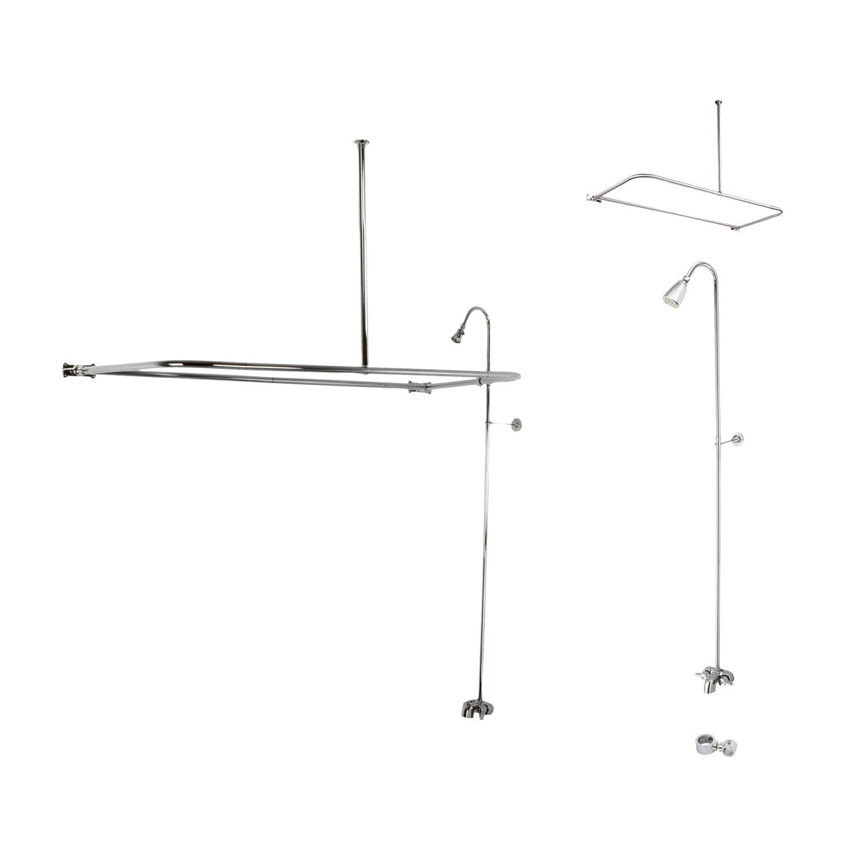 Vintage CCK3121 Two-Handle 2-Hole Tub Wall Mount Clawfoot Tub Faucet Package with Shower Enclosure, Polished Chrome