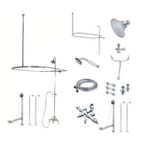 Vintage CCK3141AL Three-Handle 2-Hole Tub Wall Mount Clawfoot Tub Faucet Package with Shower Enclosure, Polished Chrome