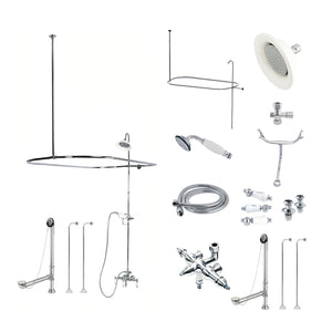 Vintage CCK3141HCPL Three-Handle 2-Hole Tub Wall Mount Clawfoot Tub Faucet Package with Shower Enclosure, Polished Chrome