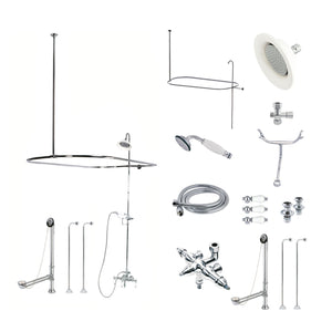 Vintage CCK3141PL Three-Handle 2-Hole Tub Wall Mount Clawfoot Tub Faucet Package with Shower Enclosure, Polished Chrome