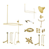 Vintage CCK3142AL Three-Handle 2-Hole Tub Wall Mount Clawfoot Tub Faucet Package with Shower Enclosure, Polished Brass