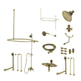 Vintage CCK3143AL Three-Handle 2-Hole Tub Wall Mount Clawfoot Tub Faucet Package with Shower Enclosure, Antique Brass