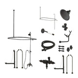 Vintage CCK3180AL Three-Handle 2-Hole Tub Wall Mount Clawfoot Tub Faucet Package with Shower Enclosure, Matte Black