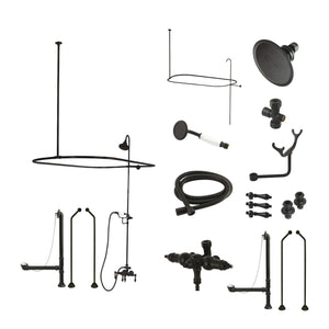 Vintage CCK3180AL Three-Handle 2-Hole Tub Wall Mount Clawfoot Tub Faucet Package with Shower Enclosure, Matte Black