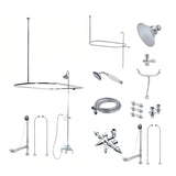 Vintage CCK3181AL Three-Handle 2-Hole Tub Wall Mount Clawfoot Tub Faucet Package with Shower Enclosure, Polished Chrome