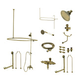 Vintage CCK3183AL Three-Handle 2-Hole Tub Wall Mount Clawfoot Tub Faucet Package with Shower Enclosure, Antique Brass