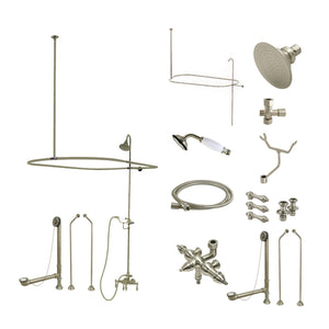 Vintage CCK3188AL Three-Handle 2-Hole Tub Wall Mount Clawfoot Tub Faucet Package with Shower Enclosure, Brushed Nickel