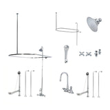 Vintage CCK4141AX Three-Handle 2-Hole Tub Wall Mount Clawfoot Tub Faucet Package with Shower Enclosure, Polished Chrome