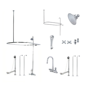 Vintage CCK4141AX Three-Handle 2-Hole Tub Wall Mount Clawfoot Tub Faucet Package with Shower Enclosure, Polished Chrome