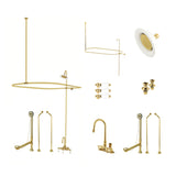 Vintage CCK4182PL Three-Handle 2-Hole Tub Wall Mount Clawfoot Tub Faucet Package with Shower Enclosure, Polished Brass