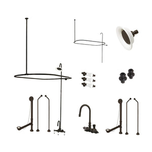Vintage CCK4185PL Three-Handle 2-Hole Tub Wall Mount Clawfoot Tub Faucet Package with Shower Enclosure, Oil Rubbed Bronze
