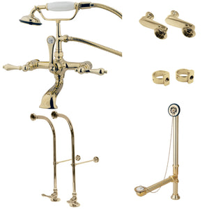 Vintage CCK5102AL Two-Handle 2-Hole Freestanding Clawfoot Tub Faucet Package with Supply Line, Polished Brass