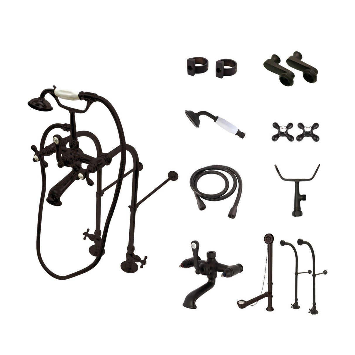 Vintage CCK5105AX Two-Handle 2-Hole Freestanding Clawfoot Tub Faucet Package with Supply Line, Oil Rubbed Bronze