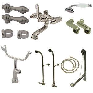 Vintage CCK5108AL Two-Handle 2-Hole Freestanding Clawfoot Tub Faucet Package with Supply Line, Brushed Nickel
