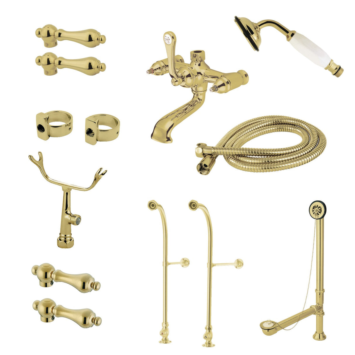 Vintage CCK5172AL Freestanding Clawfoot Tub Faucet Package with Supply Line, Polished Brass