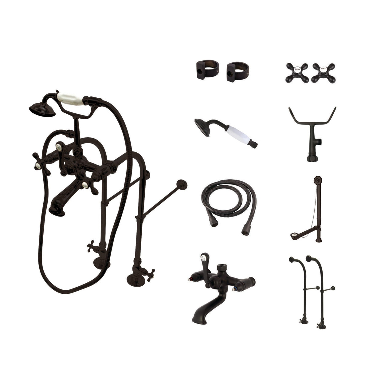 Vintage CCK5175AX Two-Handle 2-Hole Freestanding Clawfoot Tub Faucet Package with Supply Line, Oil Rubbed Bronze