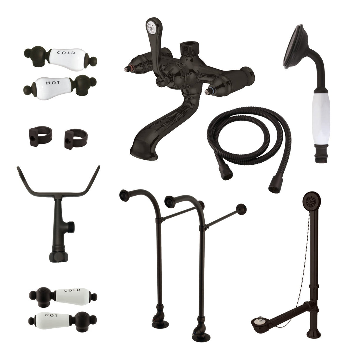 Vintage CCK5175CPL Freestanding Clawfoot Tub Faucet Package with Supply Line, Oil Rubbed Bronze