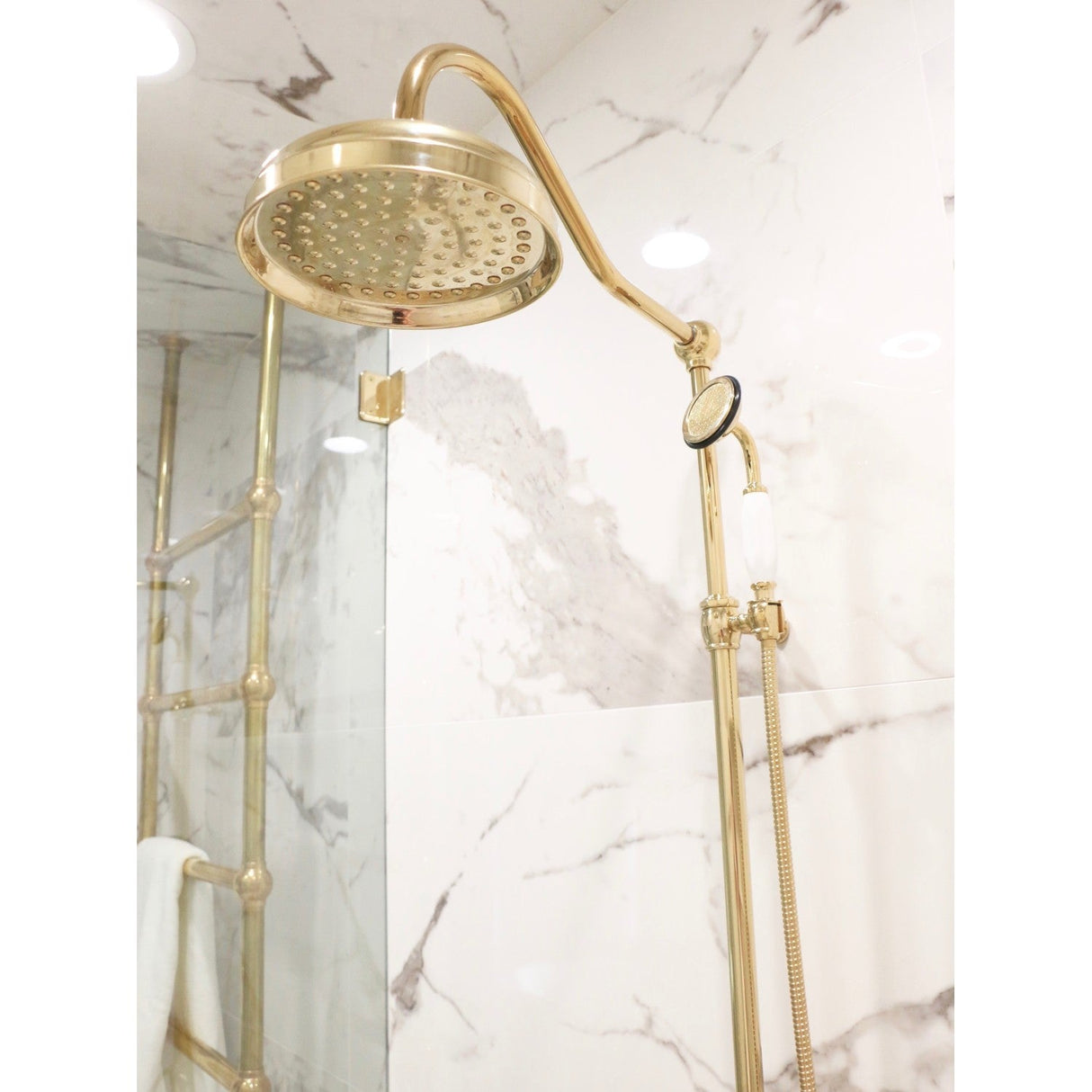 Vintage CCK6172 Tub Wall Mount Rain Drop Shower System with Hand Shower, Polished Brass