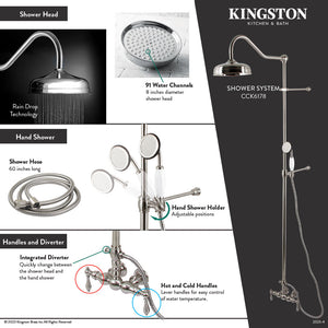 Vintage CCK6177 Tub Wall Mount Rain Drop Shower System with Hand Shower, Brushed Brass
