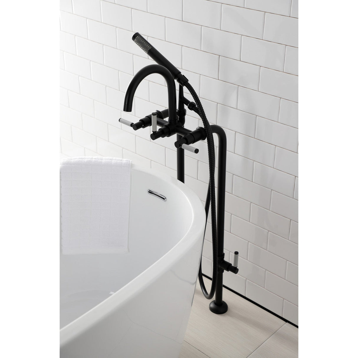 Concord CCK8100DKL Freestanding Tub Faucet with Supply Line and Stop Valve, Matte Black