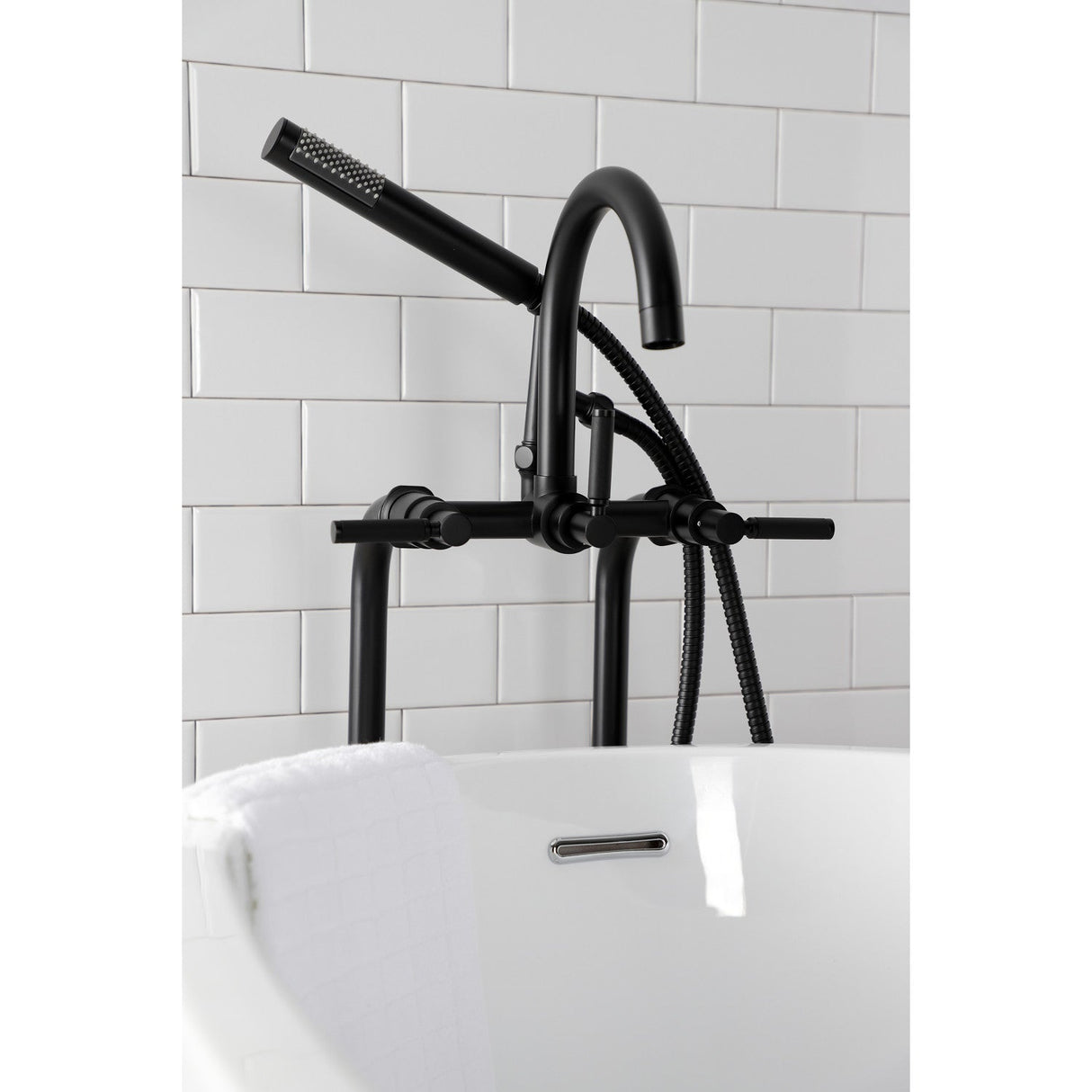 Concord CCK8100DKL Freestanding Tub Faucet with Supply Line and Stop Valve, Matte Black