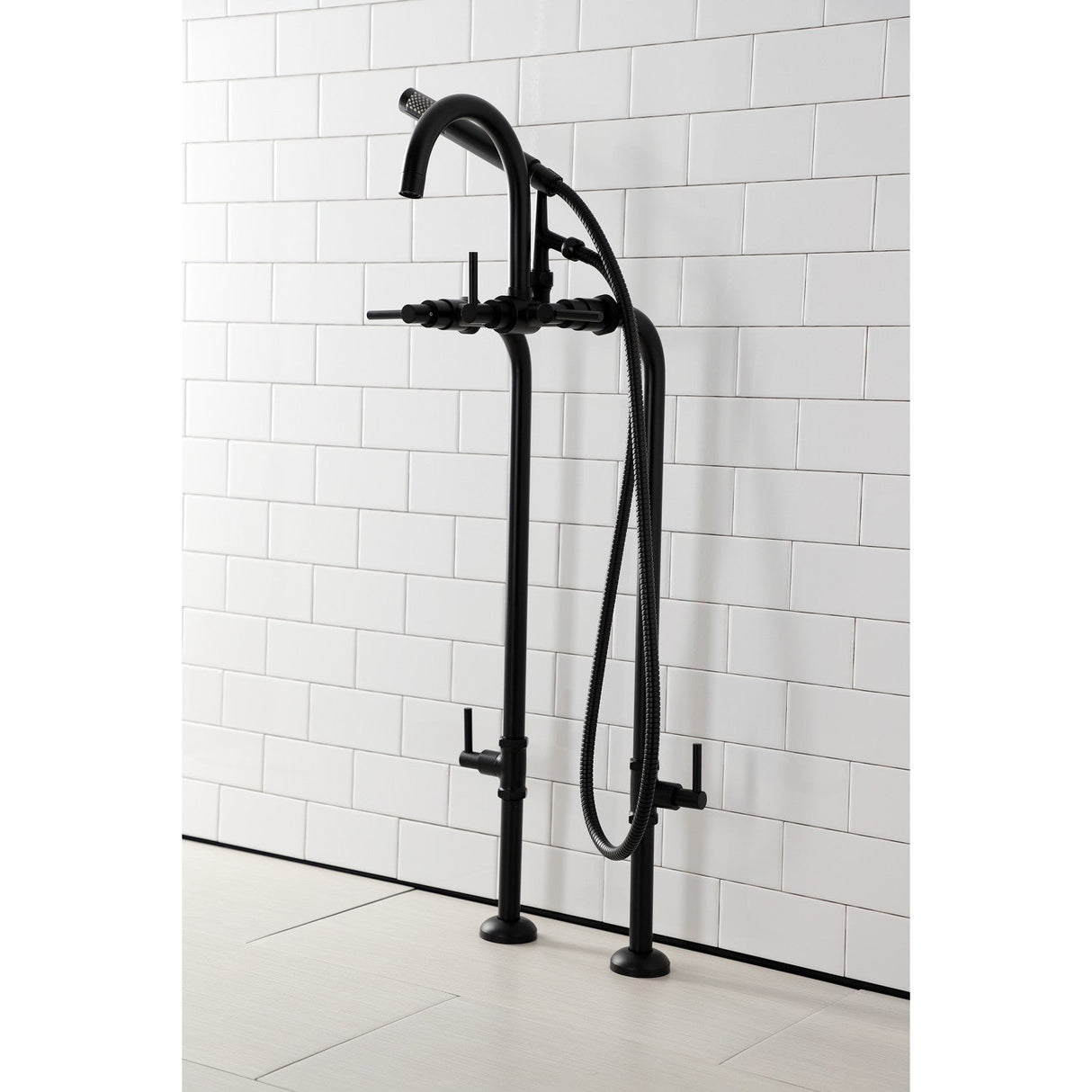 Concord CCK8100DL Freestanding Tub Faucet with Supply Line and Stop Valve, Matte Black