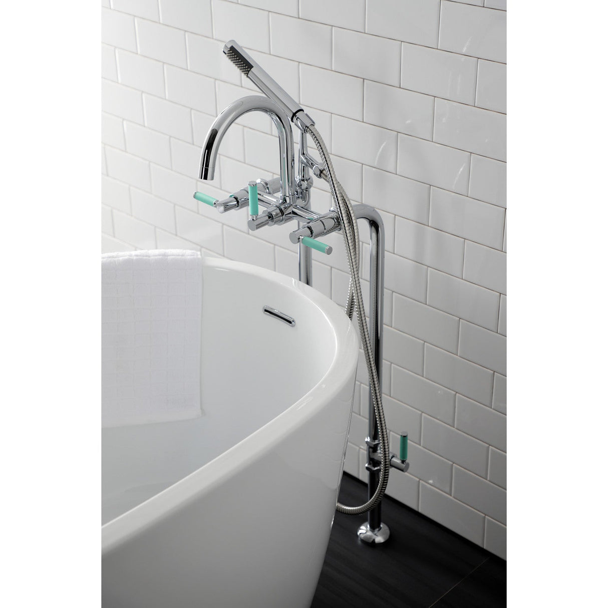 Concord CCK8101DKL Freestanding Tub Faucet with Supply Line and Stop Valve, Polished Chrome