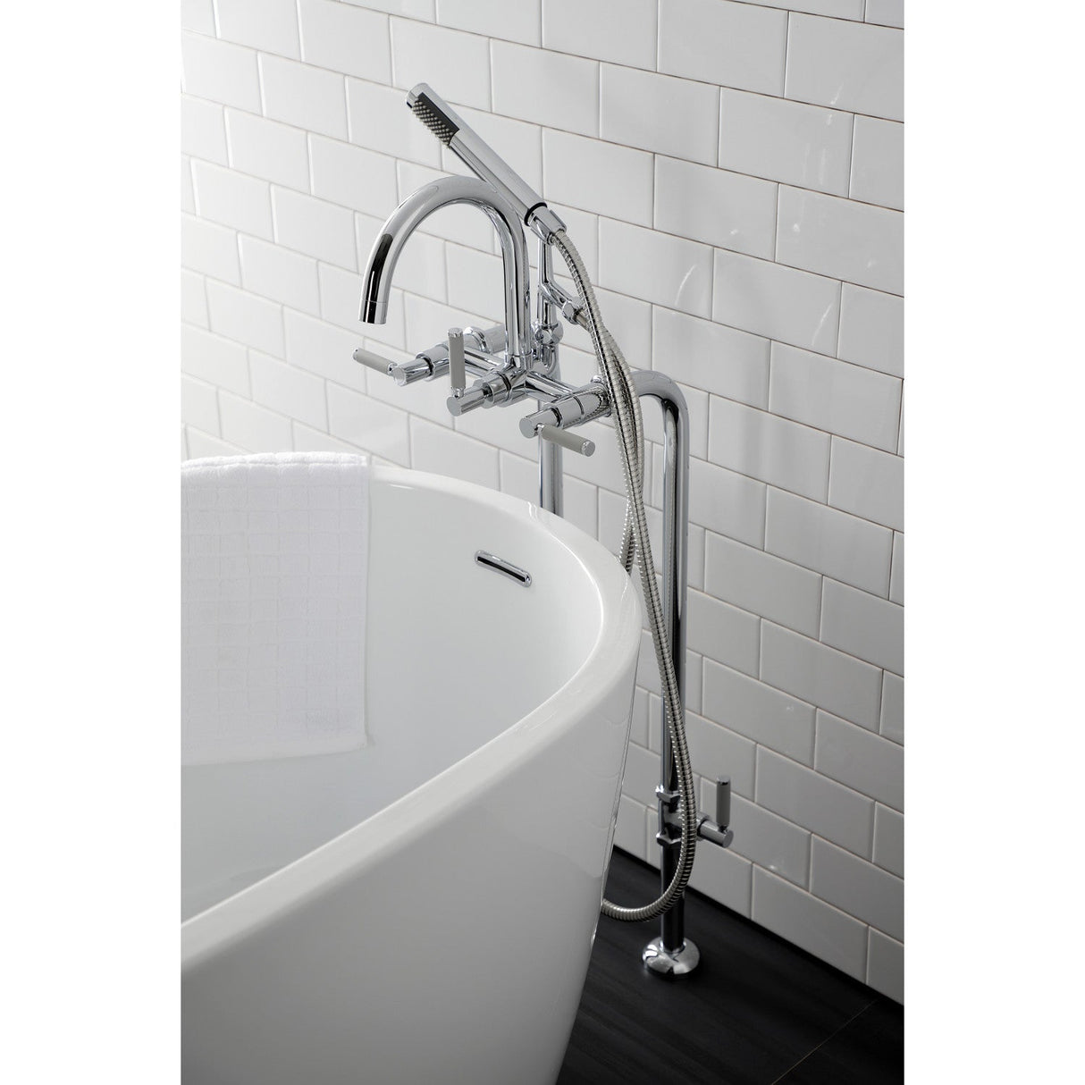Concord CCK8101DKL Freestanding Tub Faucet with Supply Line and Stop Valve, Polished Chrome
