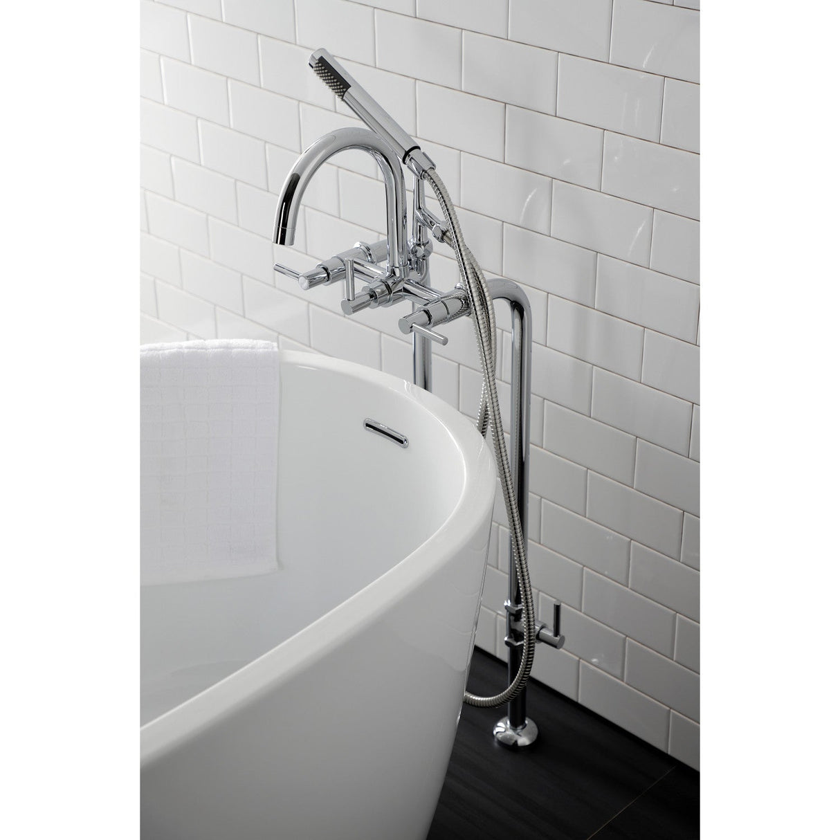 Concord CCK8101DL Freestanding Tub Faucet with Supply Line and Stop Valve, Polished Chrome