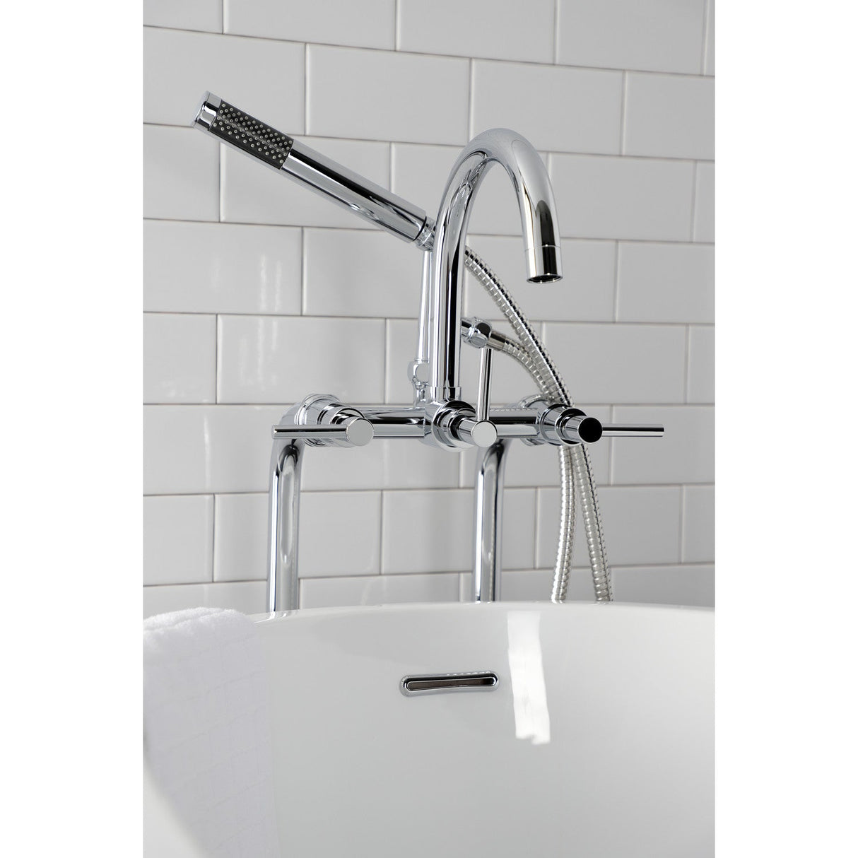 Concord CCK8101DL Freestanding Tub Faucet with Supply Line and Stop Valve, Polished Chrome