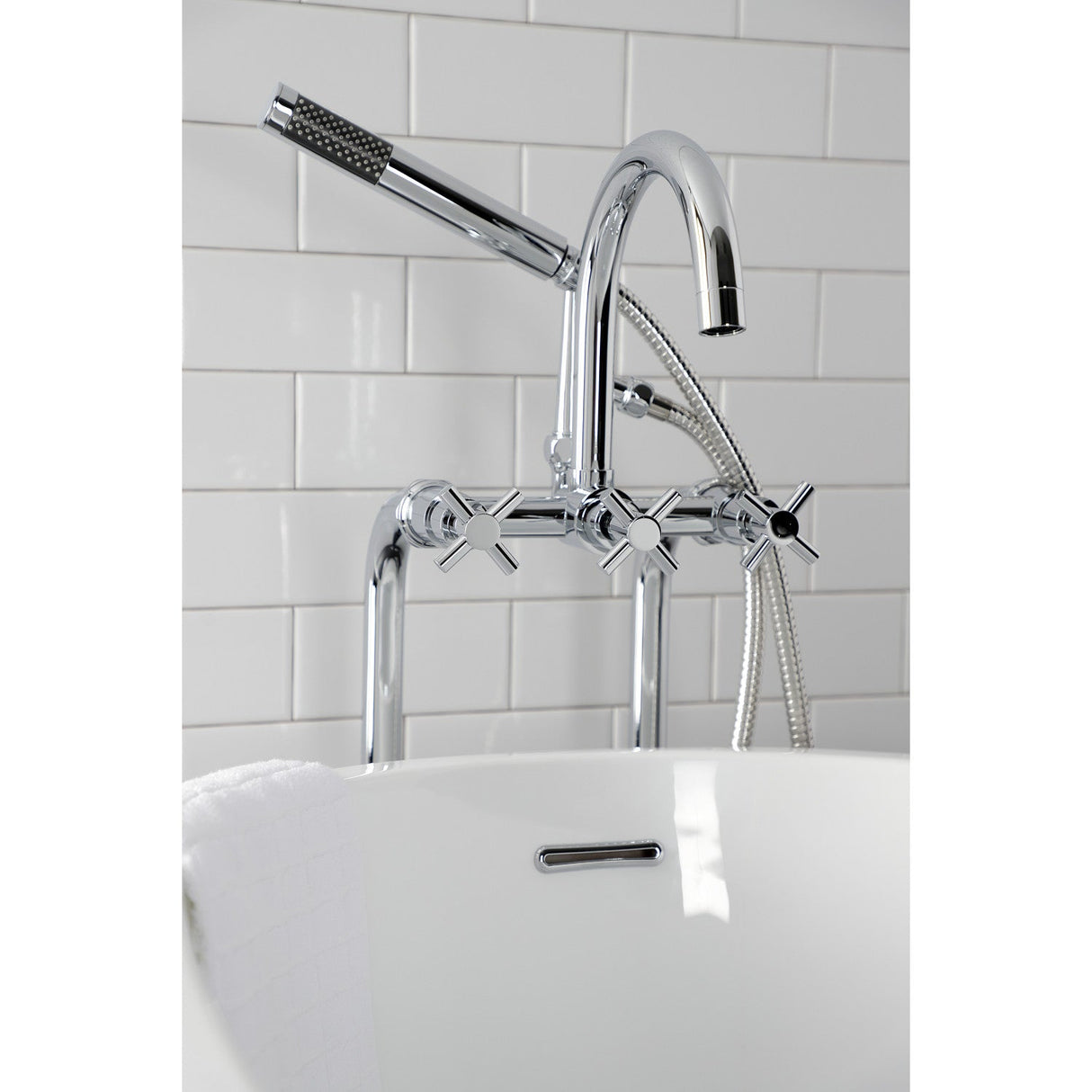 Concord CCK8101DX Freestanding Tub Faucet with Supply Line and Stop Valve, Polished Chrome