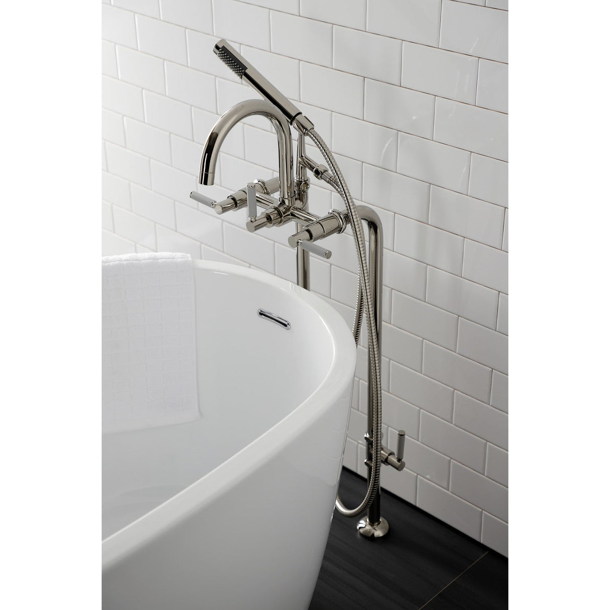 Concord CCK8106DKL Freestanding Tub Faucet with Supply Line and Stop Valve, Polished Nickel