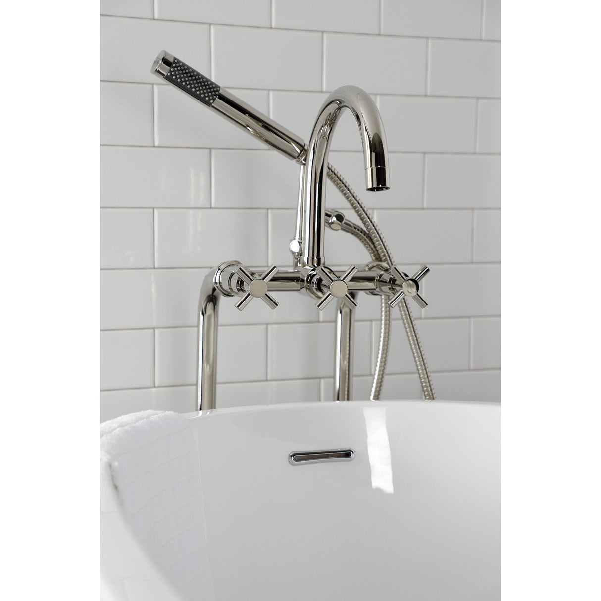 Concord CCK8106DX Freestanding Tub Faucet with Supply Line and Stop Valve, Polished Nickel