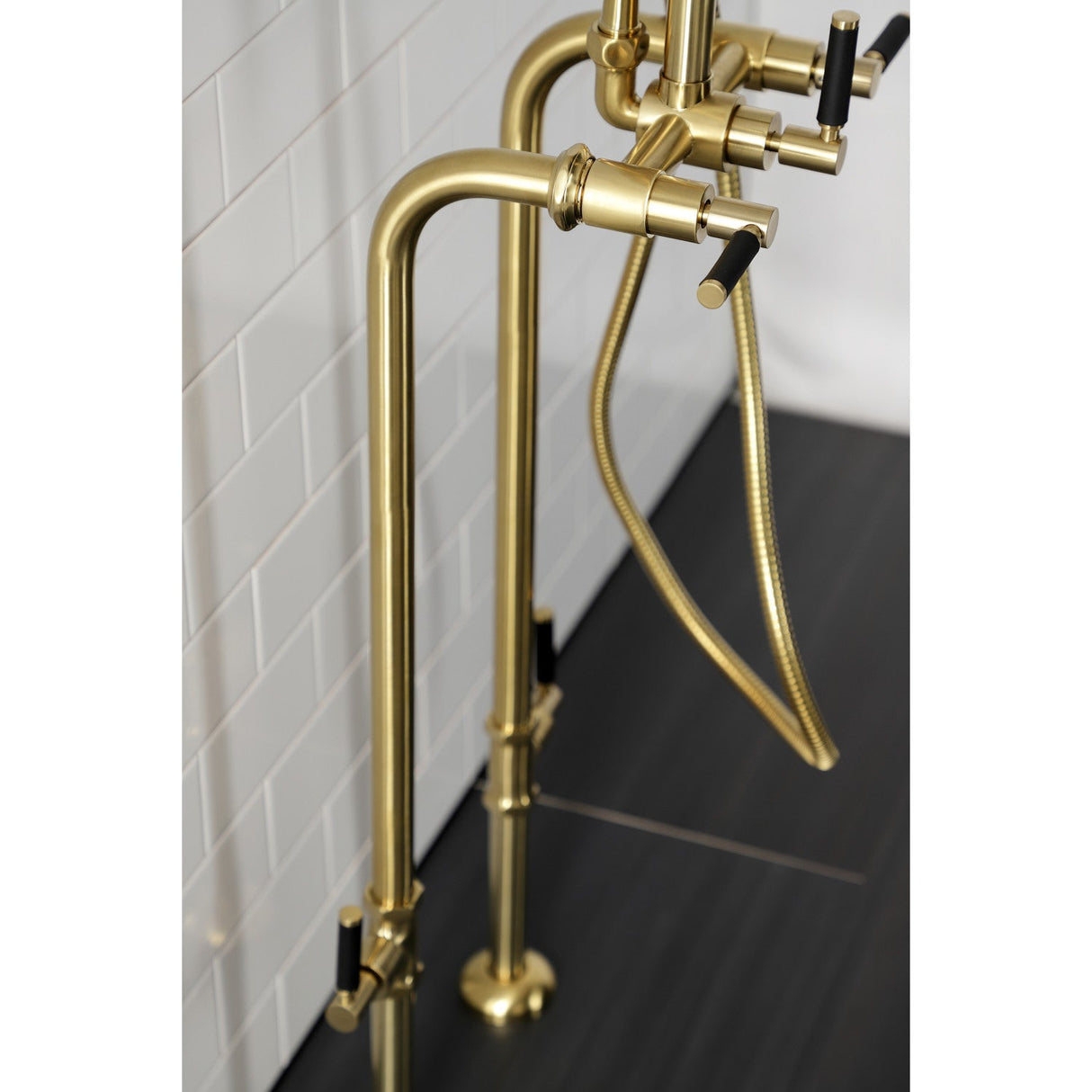 Concord CCK8107DKL Freestanding Tub Faucet with Supply Line and Stop Valve, Brushed Brass