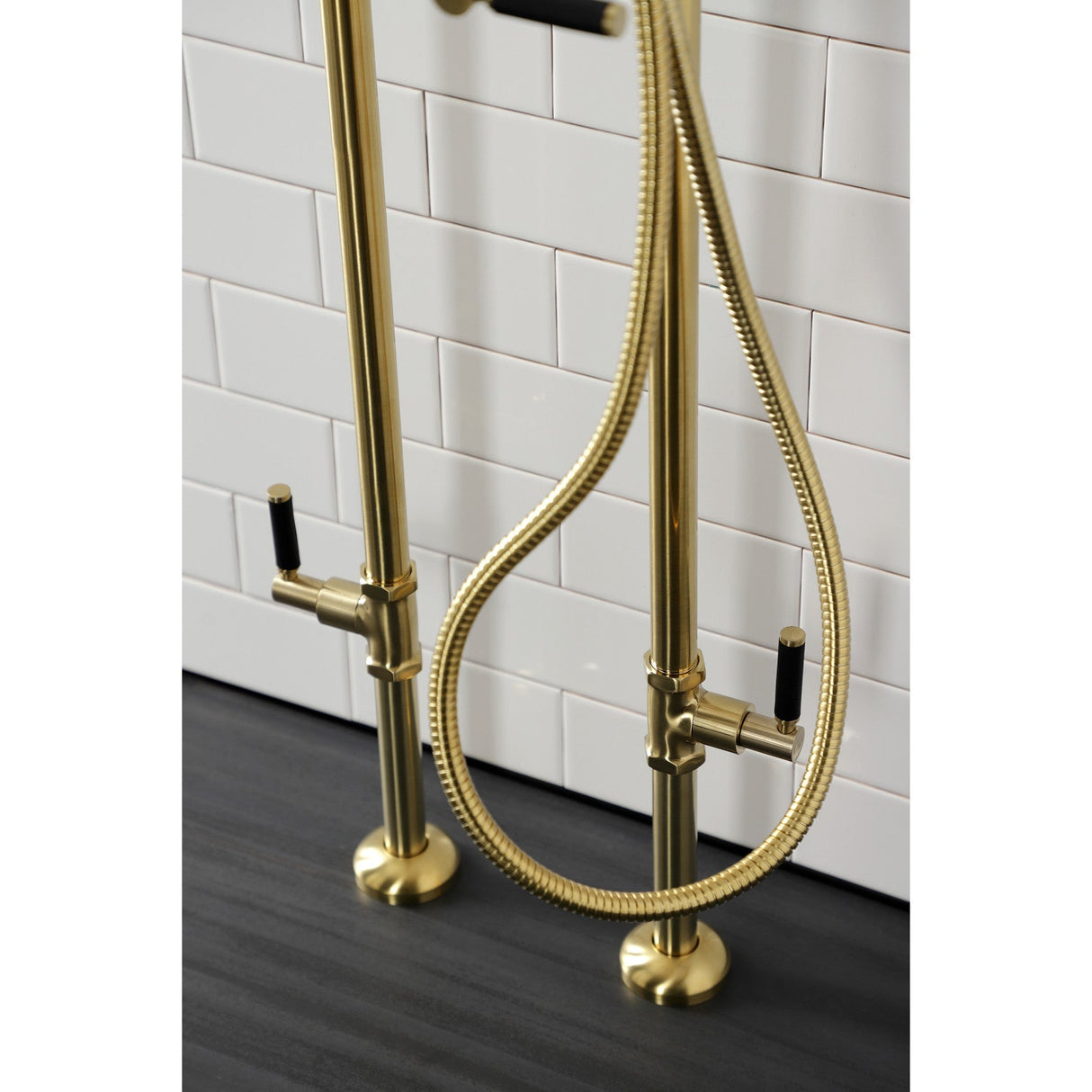 Concord CCK8107DKL Freestanding Tub Faucet with Supply Line and Stop Valve, Brushed Brass